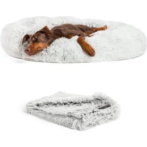 Best Friends by Sheri The Original Calming Donut Dog Bed & Throw Dog Blanket, Frost, X-Large