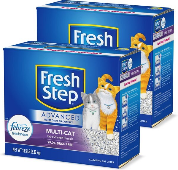 Fresh Step Advanced Multi-Cat Febreze Freshness Scented Clumping Clay Cat Litter, 18.5-lb box, 2 pack slide 1 of 9