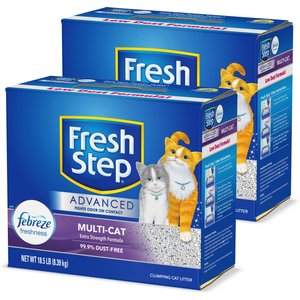 Fresh Step Advanced Multi-Cat Febreze Freshness Scented Clumping Clay Cat Litter, 18.5-lb box, 2 pack