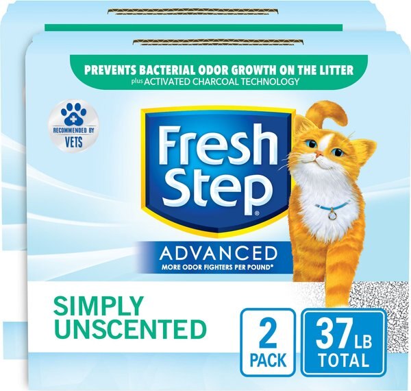 Fresh Step Advanced Simply Unscented Clumping Clay Cat Litter, 18.5-lb box, 2 pack slide 1 of 9