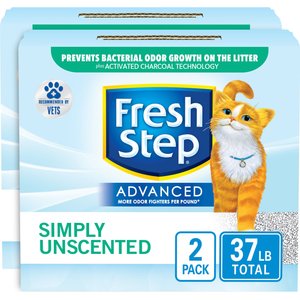 Fresh Step Advanced Simply Unscented Clumping Clay Cat Litter, 18.5-lb box, 2 pack
