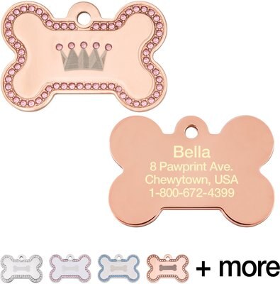 Quick-Tag Diva Bone & Etched Crown Personalized Dog & Cat ID Tag, slide 1 of 1