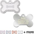 Quick-Tag Diva Bone & Etched Bone Personalized Dog & Cat ID Tag, Silver