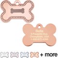 Quick-Tag Diva Bone & Etched Bone Personalized Dog & Cat ID Tag, Rose Gold & Clear