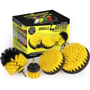 Drillbrush Power Scrubber 4-Piece Stiffness Pet Stain & Hair Removal Kit, Medium Bristle Drill Brush