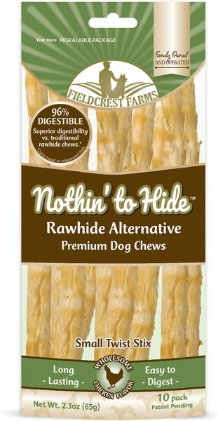 Fieldcrest Farms Nothin' To Hide Rawhide Alternative Premium Dog Chews Small Twist Stix Chicken Flavor Natural Chew Dog Treats, 10 count slide 1 of 6