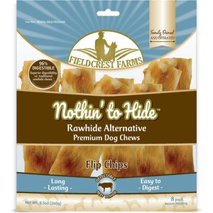 Fieldcrest Farms Nothin' To Hide Rawhide Alternative Premium Dog Chews Flip Chips Beef Flavor Natural Chew Dog Treats, 8 count