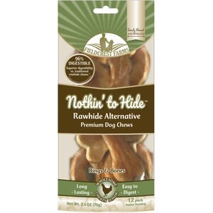 Fieldcrest Farms Nothin' To Hide Rawhide Alternative Premium Dog Chews Rings & Bones Chicken Flavor Natural Chew Dog Treats, 12 count