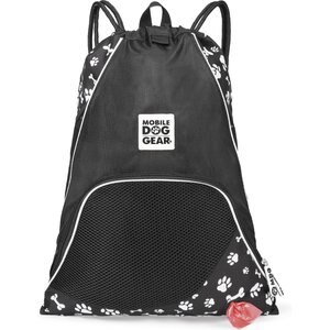 Mobile Dog Gear Dogssentials Drawstring Bag, Black & White Paw Print