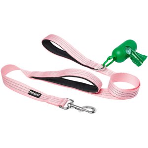Frisco Traffic Leash with Padded Handles & Poop Bag Dispenser, Pink, Length: 4-ft, Width: 1-in