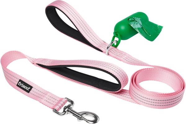Frisco Traffic Leash with Padded Handles & Poop Bag Dispenser, Pink, Length: 6ft, Width: 1-in slide 1 of 7