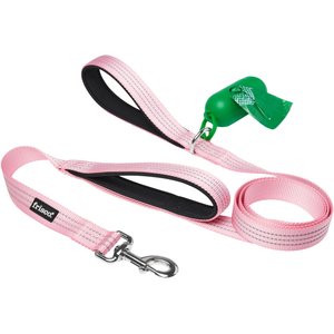 Frisco Traffic Leash with Padded Handles & Poop Bag Dispenser, Pink, Length: 6ft, Width: 1-in
