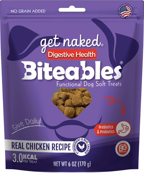 Get Naked Biteables Functional Digestive Health Real Chicken Recipe Dog Treats, 6-oz bag slide 1 of 5
