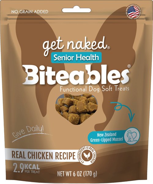 Get Naked Biteables Functional Senior Health Real Chicken Recipe Dog Treats, 6-oz bag slide 1 of 5