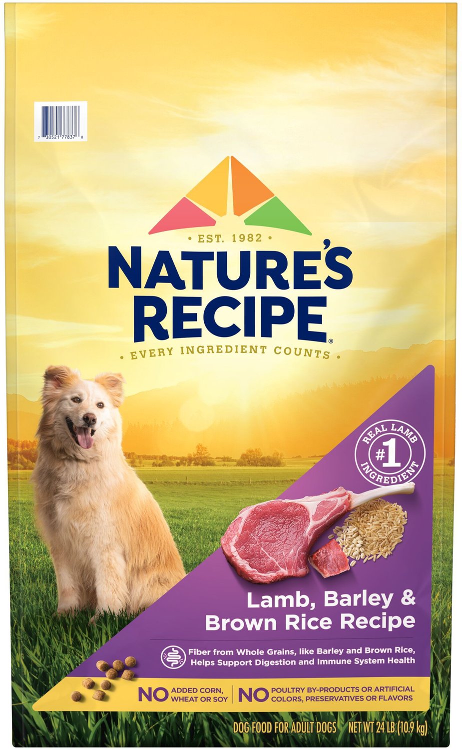 NATURE'S RECIPE Adult Lamb & Rice Recipe Dry Dog Food, 24lb bag