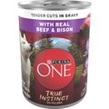 Purina ONE SmartBlend True Instinct Tender Cuts In Gravy Real Beef & Bison Wet Dog Food, 13-oz can, case of 12