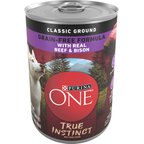 Purina ONE SmartBlend True Instinct Classic Ground Real Beef & Bison Grain-Free Wet Dog Food, 13-oz can, case of 12