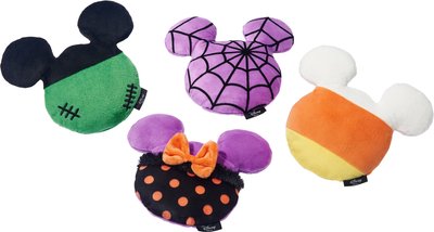 Disney Halloween Mickey & Minnie Mouse Round Plush Squeaky Dog Toy, 4 count, slide 1 of 1