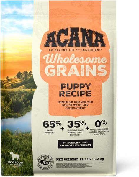 ACANA Wholesome Grains Puppy Recipe Gluten-Free Dry Dog Food, 11.5-lb bag slide 1 of 9