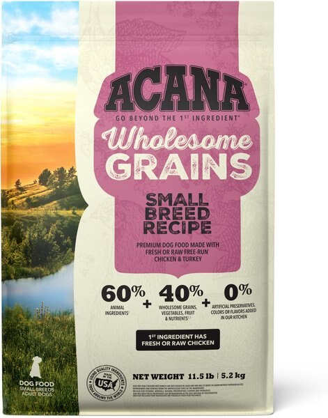 ACANA Wholesome Grains Small Breed Recipe Gluten-Free Dry Dog Food, 11.5-lb bag slide 1 of 9