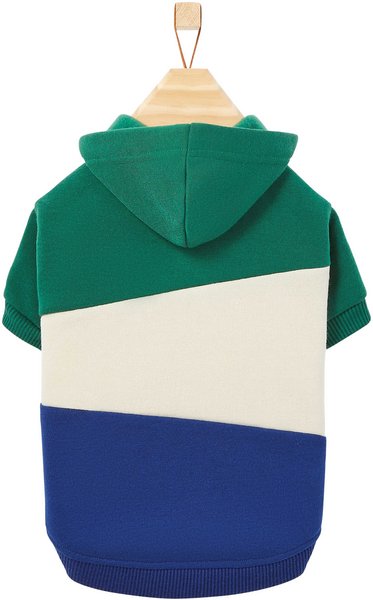 Frisco Colorblock Dog & Cat Hoodie with Sleeves, Green/Blue, Small slide 1 of 8