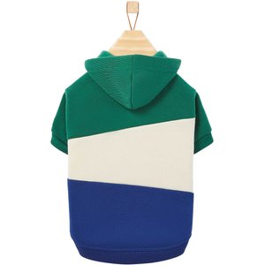 Frisco Colorblock Dog & Cat Hoodie with Sleeves, Green/Blue, Large