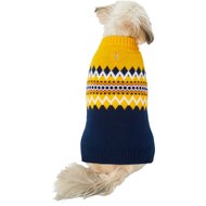 Frisco Geometric Dog & Cat Sweater, Yellow/Navy