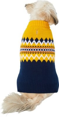 Frisco Geometric Dog & Cat Sweater, Yellow/Navy, slide 1 of 1