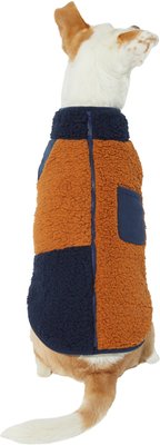 Frisco Colorblock Dog & Cat Zippered Sherpa Fleece Vest, Blue/Brown, slide 1 of 1