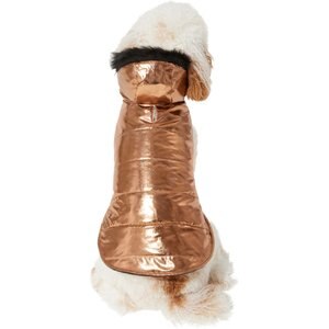 Frisco Metallic Copper Dog & Cat Puffer Jacket, Large