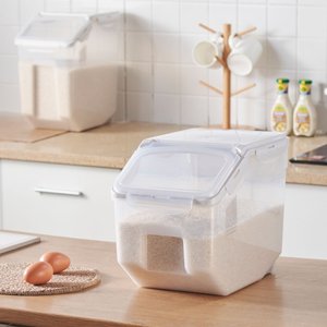 HANAMYA BPA Free Pet Food Storage Container & Measuring Cup, White, 10-L, 1 count