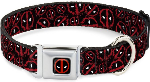 Buckle-Down Marvel Deadpool Splatter Logo Polyester Dog Collar, Large: 15 to 24-in neck, 1-in wide slide 1 of 9