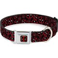 Buckle-Down Marvel Deadpool Splatter Logo Polyester Dog Collar, Large: 15 to 24-in neck, 1-in wide