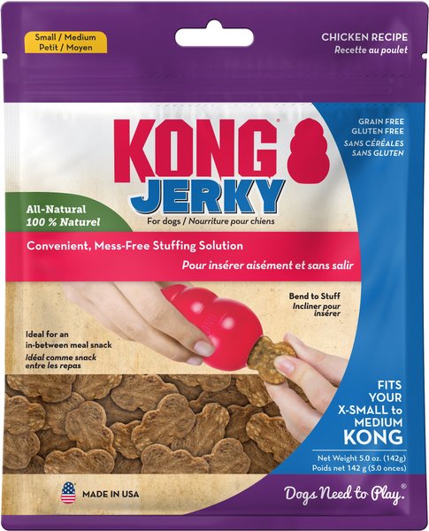 KONG Jerky Chicken Recipe Grain-Free Dog Small/Medium Treats, 5-oz pouch slide 1 of 4