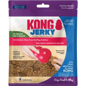 KONG Jerky Chicken Recipe Grain-Free Dog Medium/Large Treats, 5-oz pouch