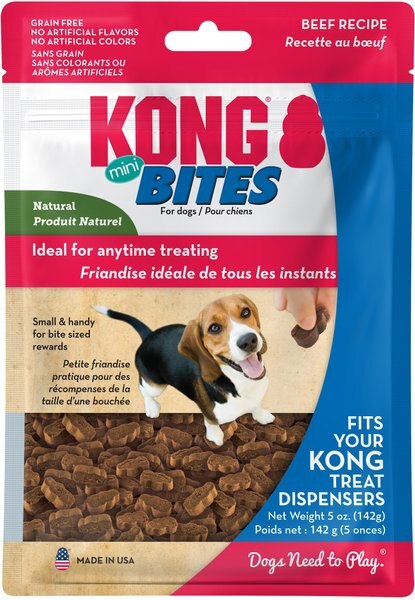 KONG Mini Bites Beef Recipe Grain-Free Dog Treats, 5-oz pouch slide 1 of 3