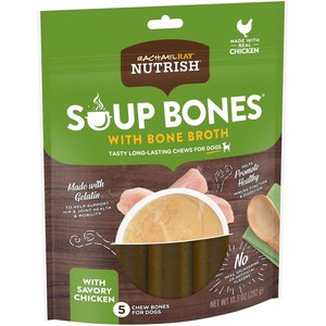 Rachael Ray Nutrish Soup Bones with Bone Broth Savory Chicken Chew Bones Dog Treats, 5 count