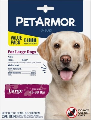 PetArmor Flea & Tick Spot Treatment for Dogs, 45 - 88 lbs, 6 doses (6-mos. supply), slide 1 of 1