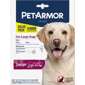 PetArmor Flea & Tick Spot Treatment for Dogs, 45 - 88 lbs, 6 doses (6-mos. supply)