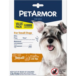 PetArmor Flea & Tick Spot Treatment for Dogs, 5 - 22 lbs, 6 doses (6-mos. supply)