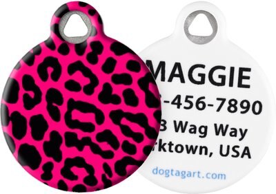 Dog Tag Art Pink Leopard Personalized Dog & Cat ID Tag, slide 1 of 1