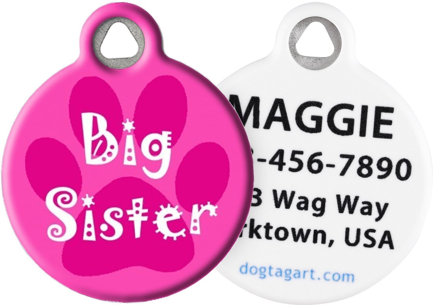 LITTLE SISTER Custom Personalized Pet ID Tag for Dog and Cat Collars 