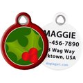 Dog Tag Art Christmas Holly Personalized Dog & Cat ID Tag, Small