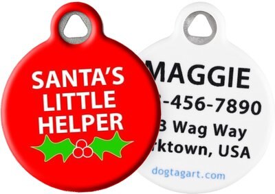 Dog Tag Art Santa's Little Helper Personalized Dog & Cat ID Tag, slide 1 of 1