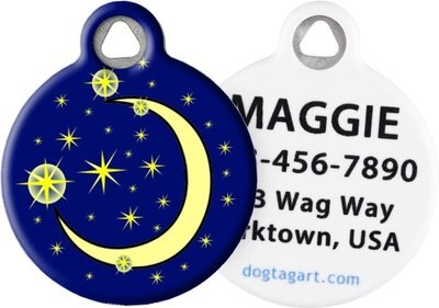 Dog Tag Art Moon & Stars Personalized Dog & Cat ID Tag, slide 1 of 1