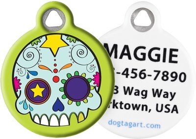 Dog Tag Art Dia de los Muertos Personalized Dog & Cat ID Tag, slide 1 of 1