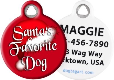 Dog Tag Art Santa's Favorite Personalized Dog & Cat ID Tag, slide 1 of 1