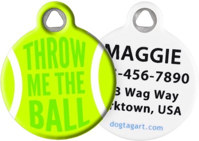 Dog Tag Art Throw Me the Ball Personalized Dog & Cat ID Tag, slide 1 of 1
