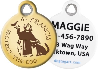 Dog Tag Art St. Francis Protect This Dog Personalized Dog & Cat ID Tag, slide 1 of 1