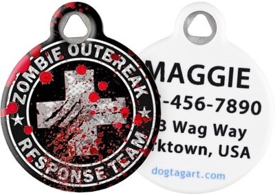 Dog Tag Art Zombie Outbreak Personalized Dog & Cat ID Tag, slide 1 of 1